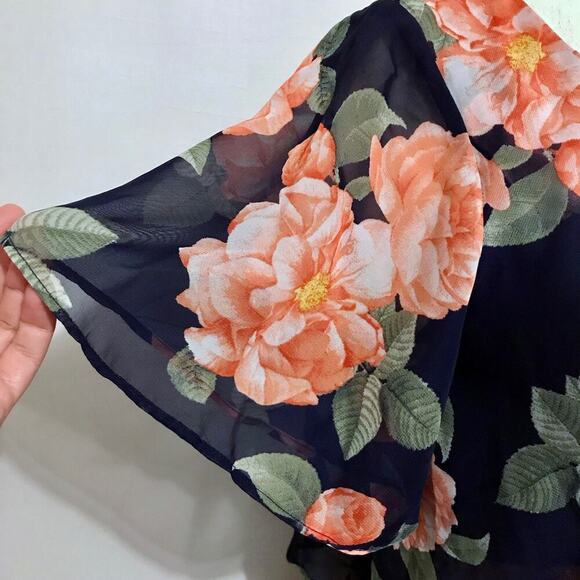 SLNY NWT Knee Length Tiered Flutter Sleeves Dress Women 6 - Picture 3 of 10